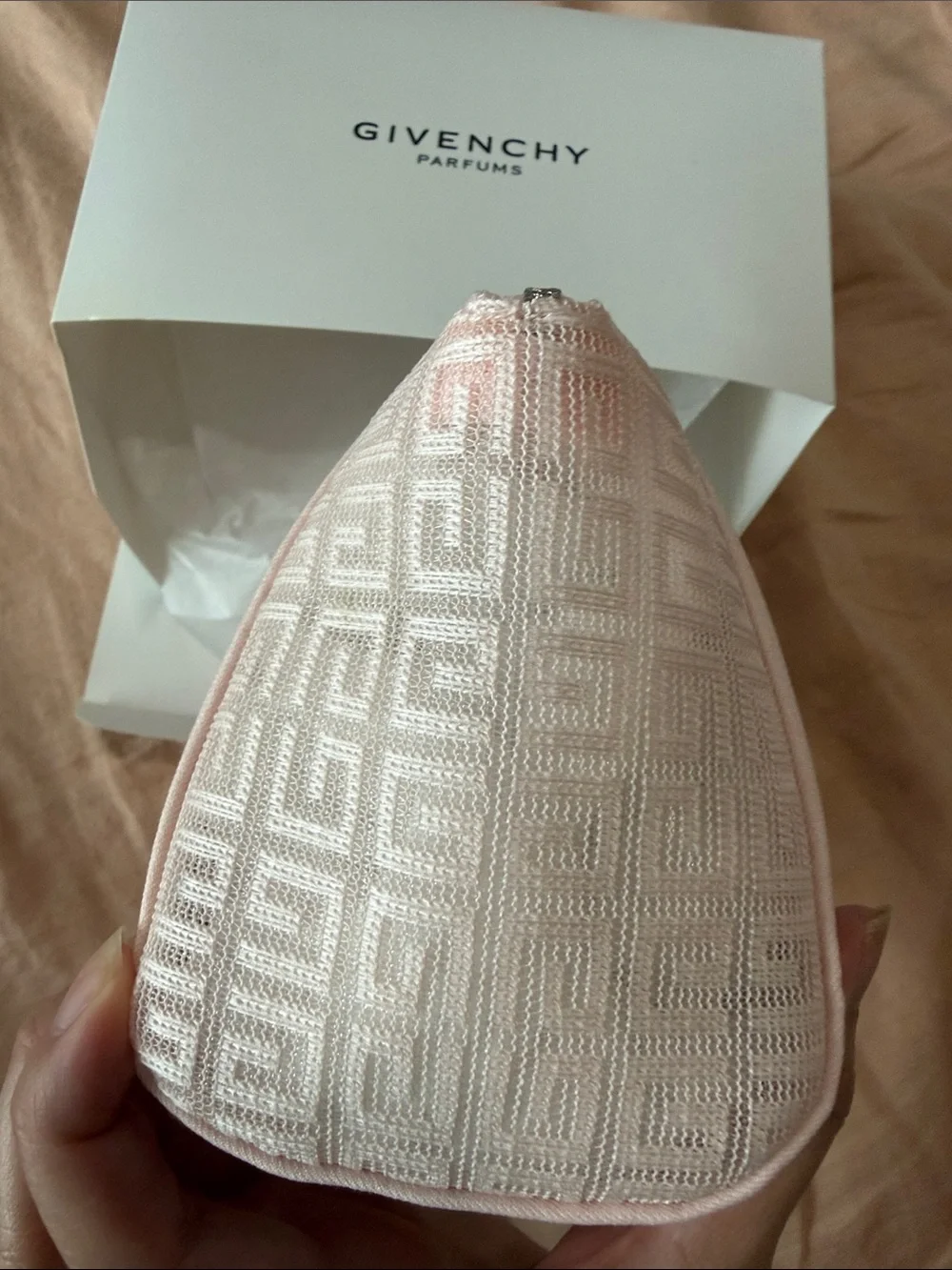 Givenchy Pale Pink Cosmetic Pouch with Signature Monogram Panels